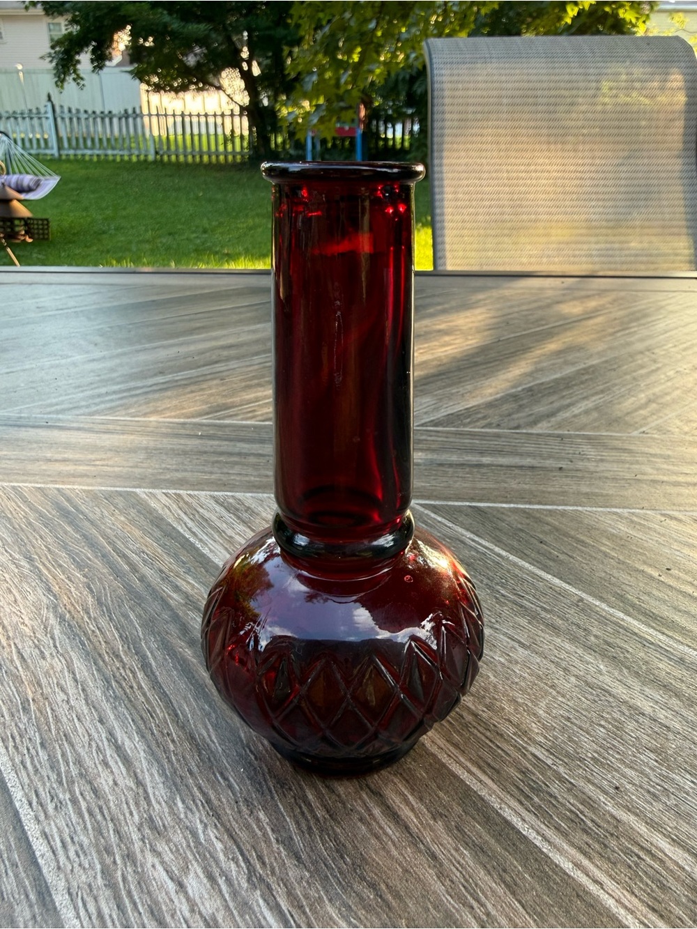 Vintage Avon Deep Ruby Red Decorative Glass Bud Vase